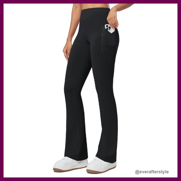 Fleece Lined Yoga Pants High Waist Bootcut Thermal Leggings Water Resistant